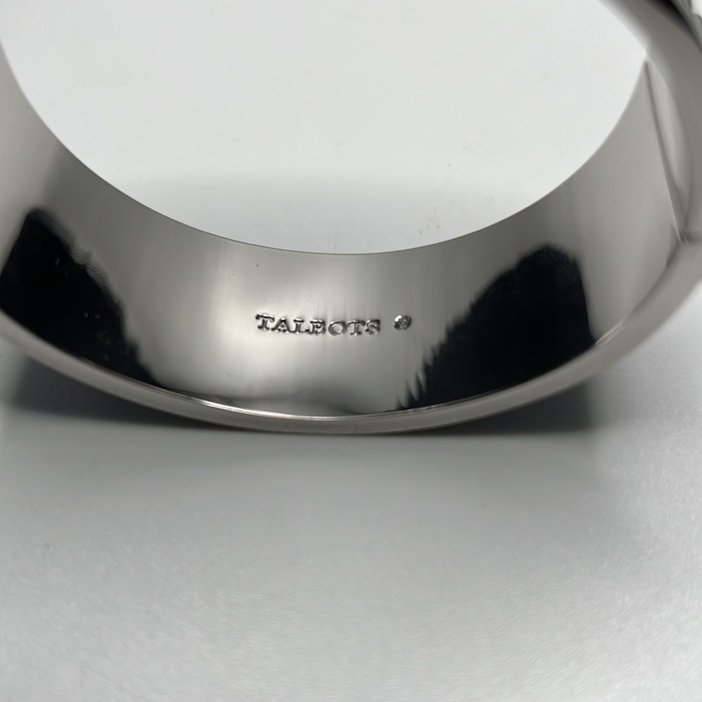 NWOT Talbots bracelet silver with navy leather like accent! Magnetic closure! - Picture 2 of 5